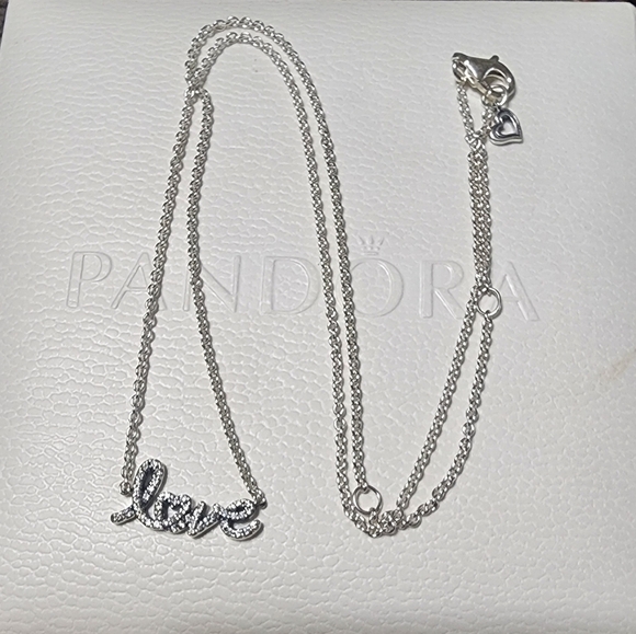 Pandora Sparkling Handwritten Love Collier Necklace - Picture 3 of 10